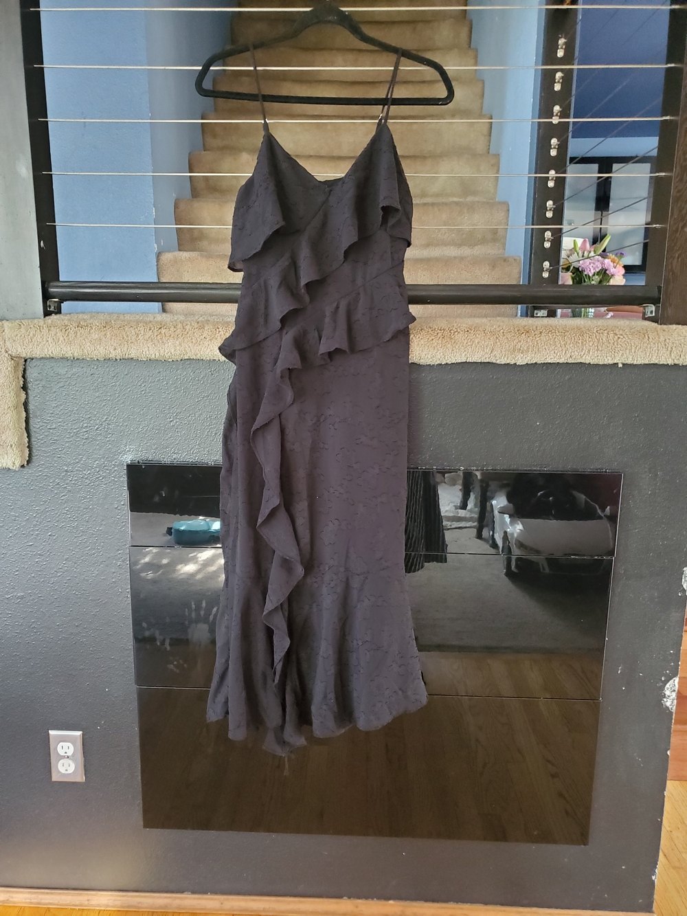 wild fable Black Ruffle Maxi Slip Dress